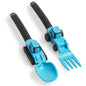 Dinneractive Utensil Set for Kids – Construction Themed Toddler Forks and Spoons, Toddler Utensils – 2PC Set – Fuchsia Construction Utensils For Toddlers - Loader & Tractor Toddler Spoons and Forks