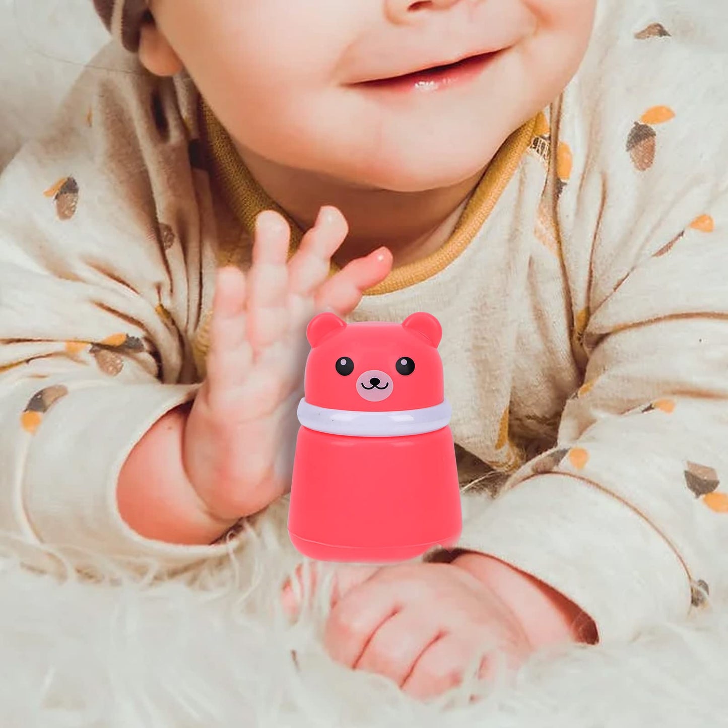 Cartoon Bears Baby Powders Puff Box, Pink Large-Capacity Powder Container with Sponge Puff, Safe and Gentle Design for Baby'S Skin, Portable for Home and Travel Use