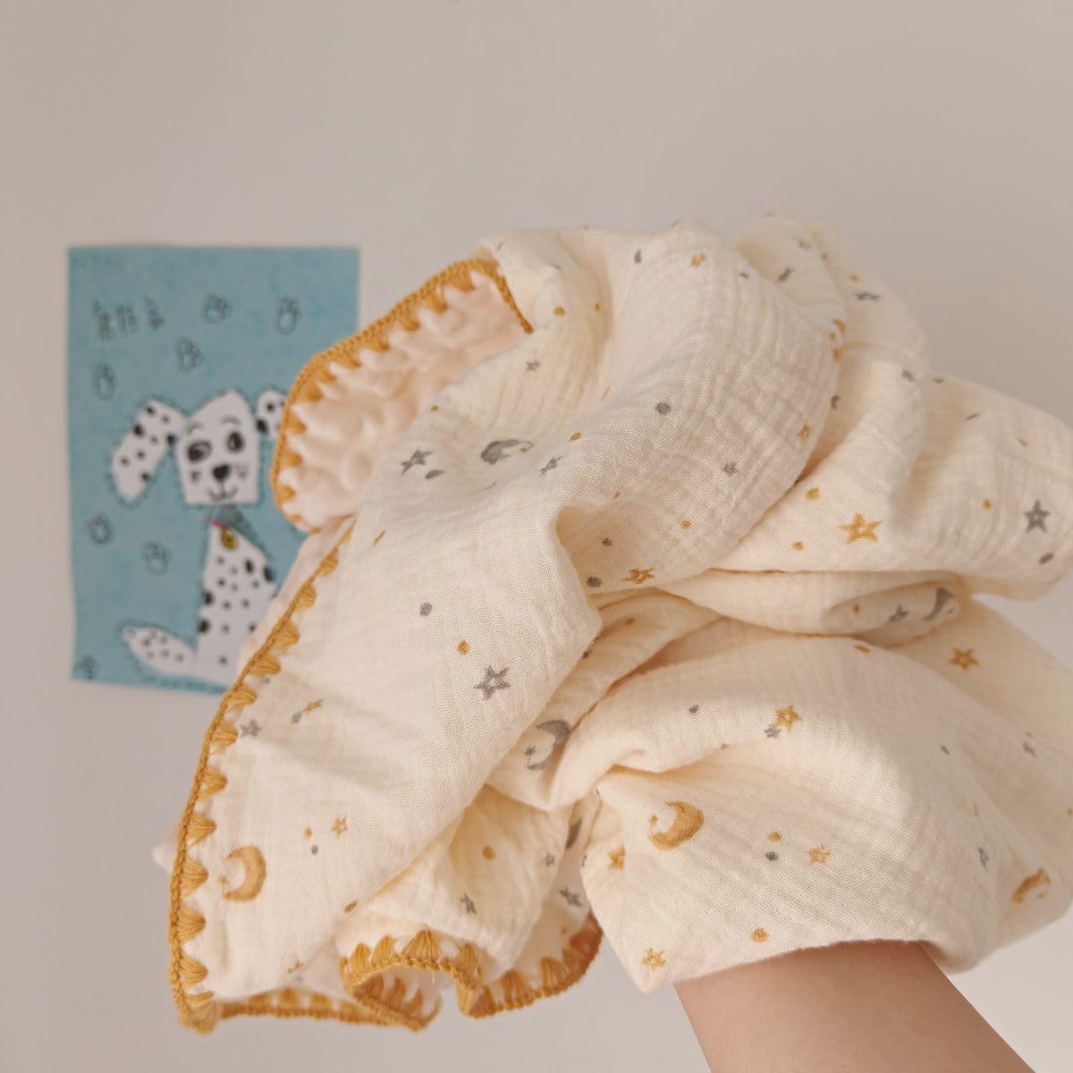 Baby Soft Muslin Thick Blanket Cotton and Dotted Backing Double Layer Receiving Blanket 40"x40" Bunny