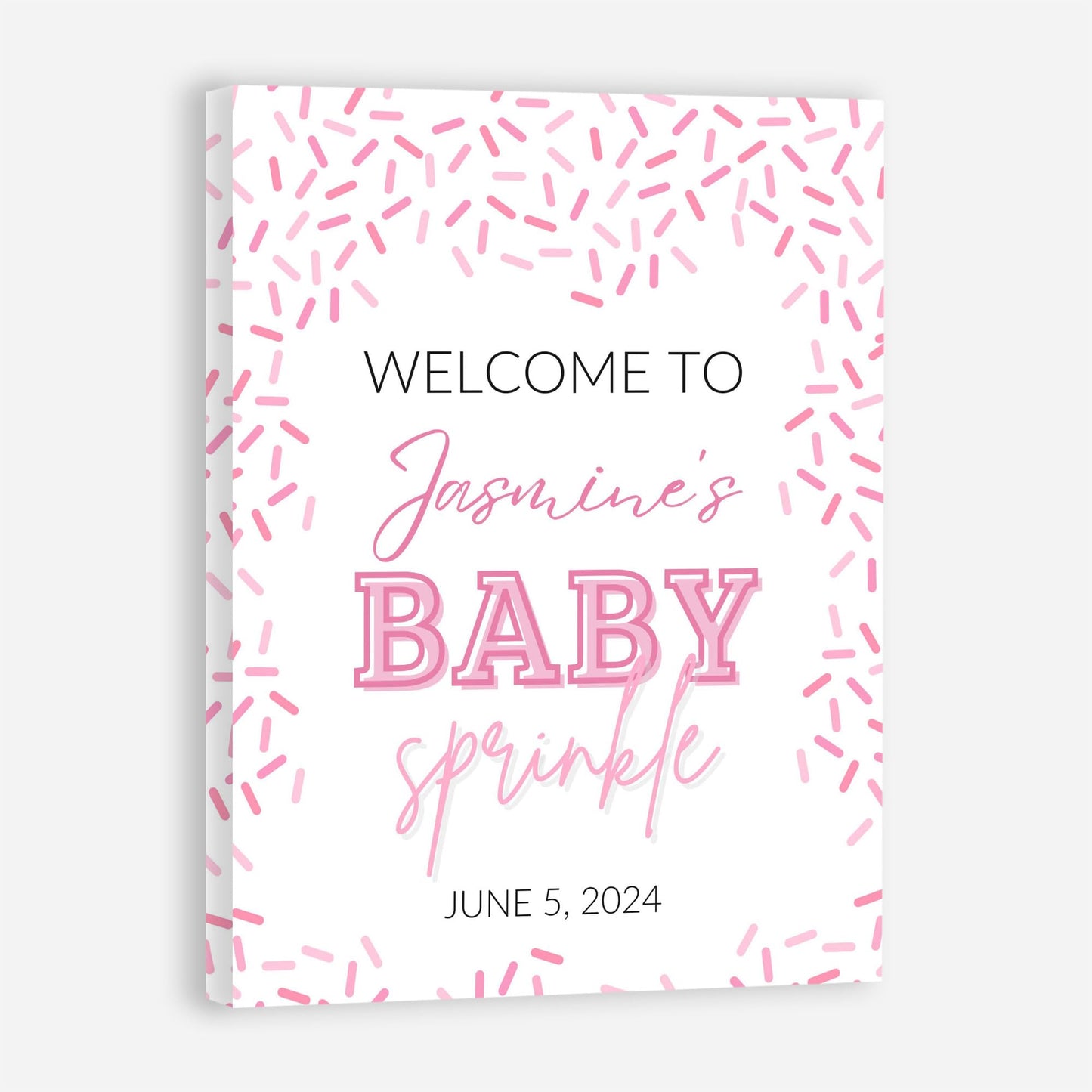 Personalized A Little Snowflake Is On The Way Welcome Sign, Pink, Girl, Winter Baby Shower Canvas