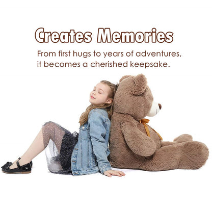 Tezituor 59" Gaint Teddy Bear Stuffed Animal,5ft Life Size Big Teddy Bears,Light Brown Cute Soft Plush Toy,Gifts for Kids Girls Boys Girlfriend Valentine,Christmas,Birthday,Baby Shower,Wedding Party