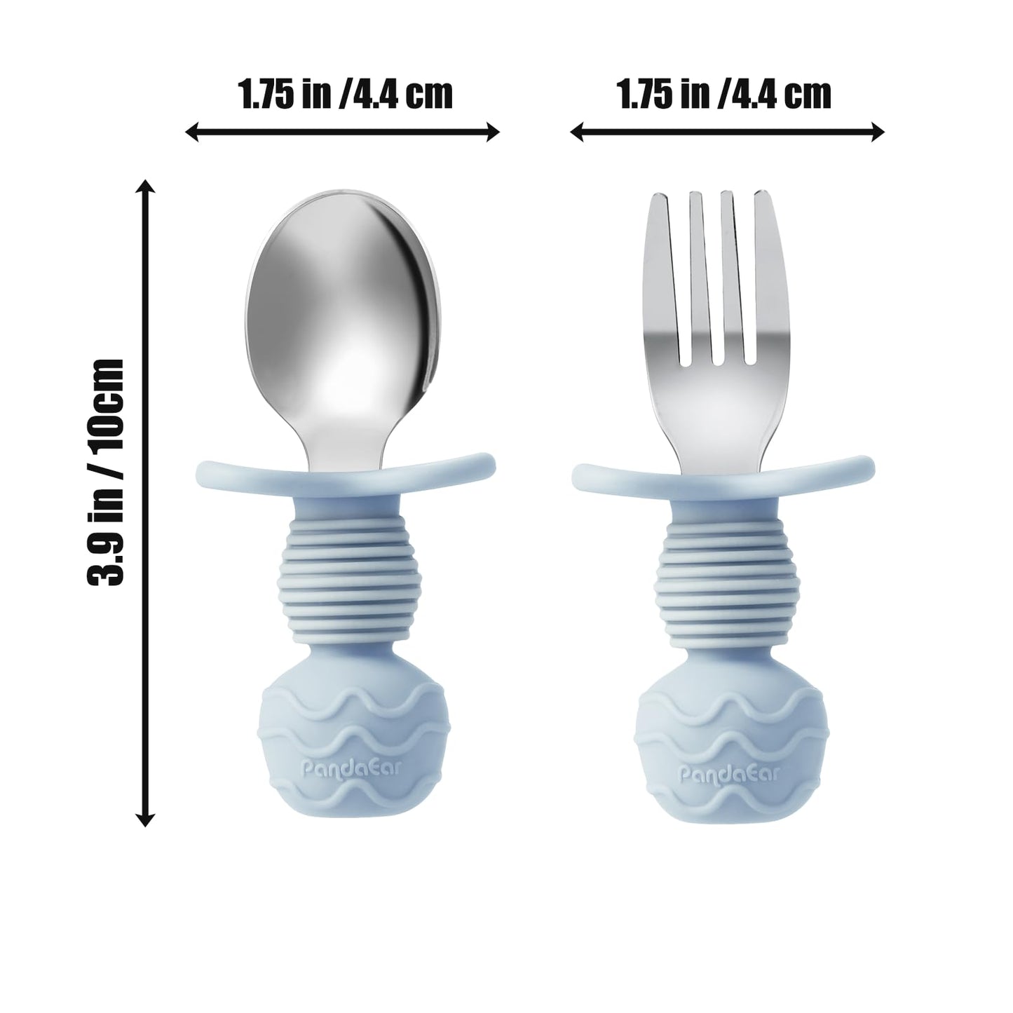 PandaEar 6 Pack Stainless Steel Toddler Spoons and Fork Feeding Set - Anti-Choke First Self Feeding Utensils for Kids Baby Girls Led Weaning Ages 18 Months+ (Pink/Beige)