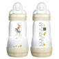 MAM 9oz Easy Start Anti-Colic Baby Bottles, Medium Flow, Breastfeeding-Like Silicone Nipple Bottle, Reduces Colic, Gas, & Reflux, Easy-to-Clean, BPA-Free, Colors May Vary
