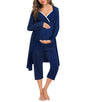 SWOMOG Maternity Nursing Robe Set 3 Piece Breastfeeding Pajamas 3 in 1 Labor Delivery Sleevless Tops&Long Pants Pregnancy Pjs