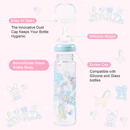 LittleForBig Adult Glass Feeding Bottle Ultra Printed Specialty Oversized Baby Parade Pattern
