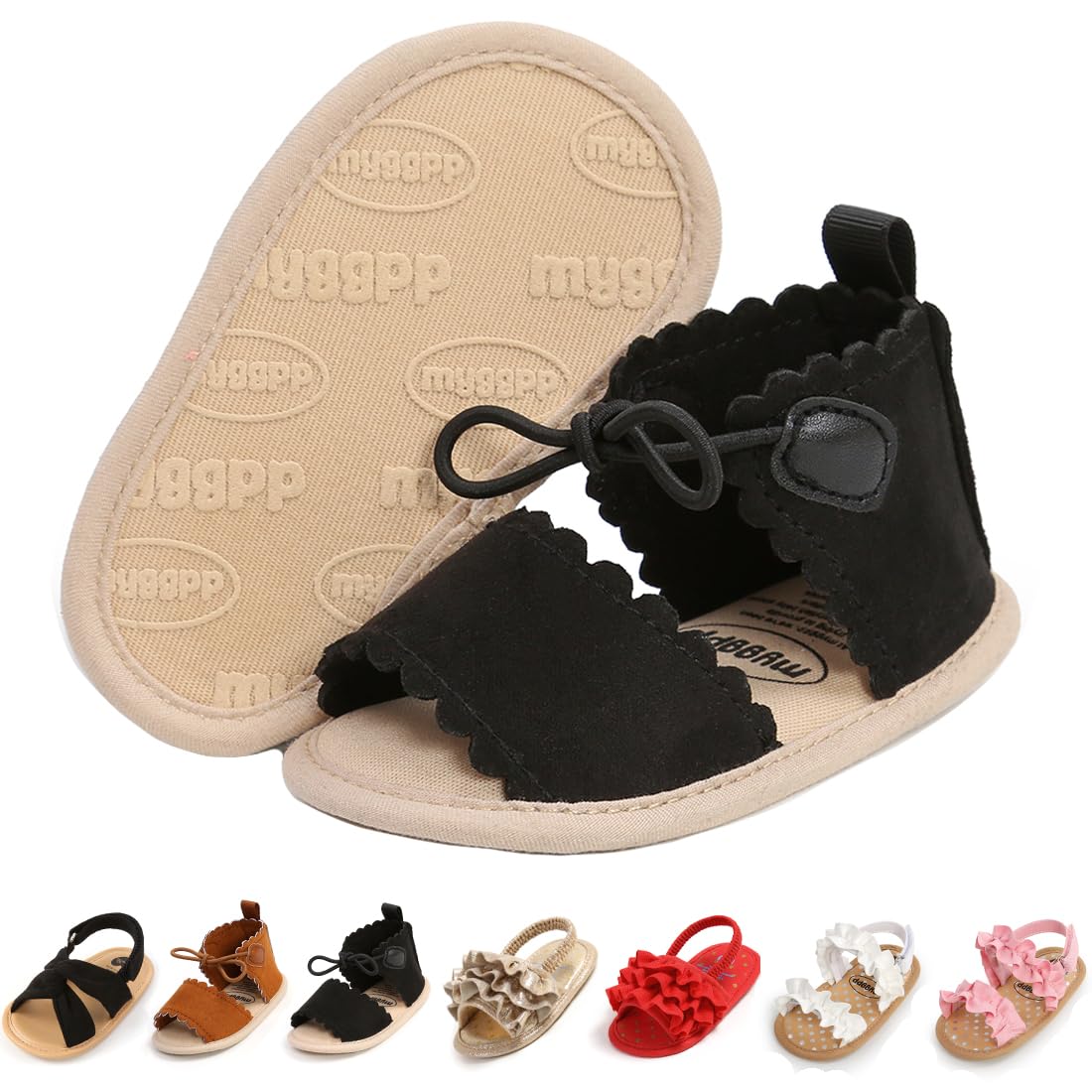 Infant Baby Boys Girls Sandals Summer Baby Wedding Dress Flat Shoes Newborn Crib Shoes First Walkers Prewalkers Shoes