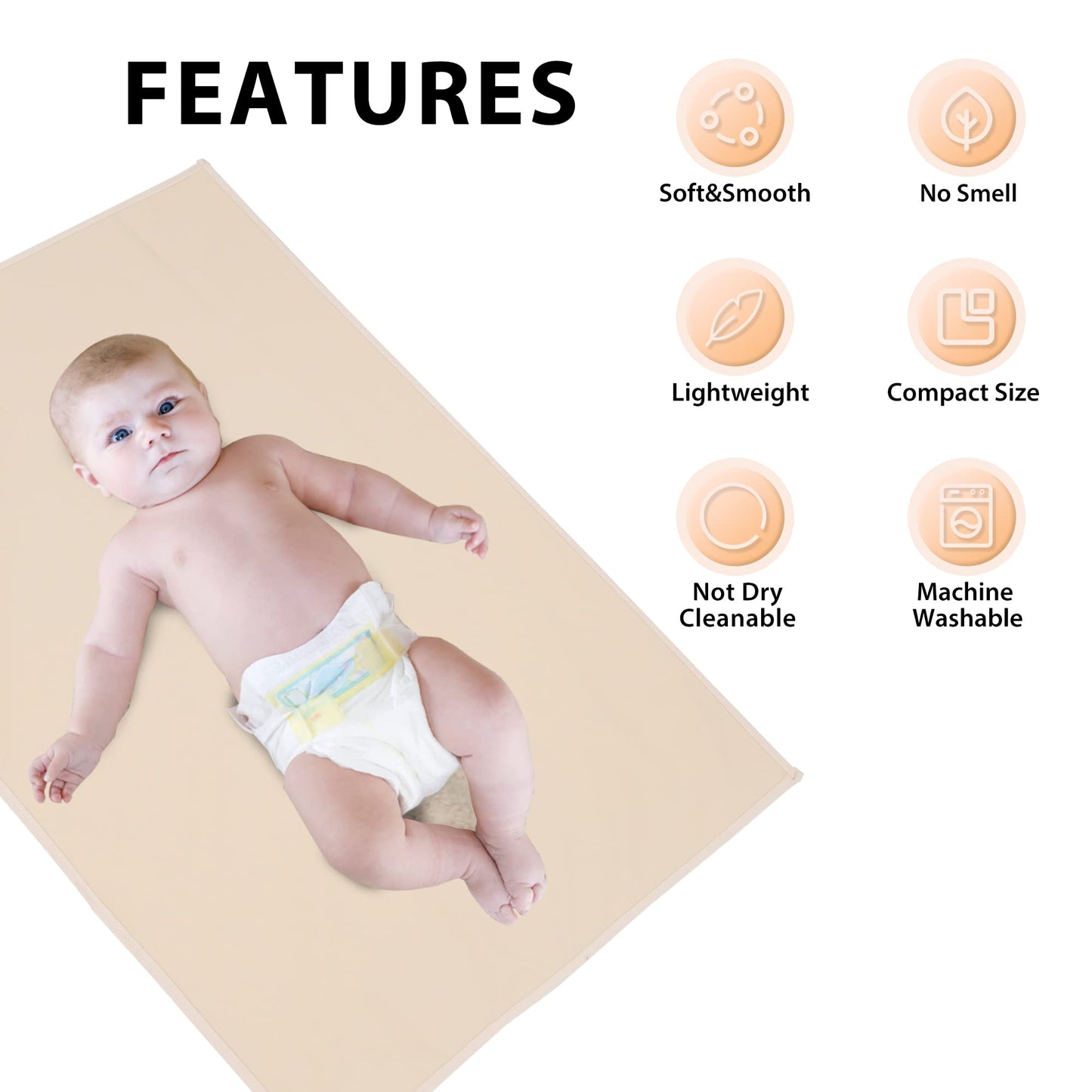 Vegan Leather Baby Changing Mat - Wipeable Portable Changing Pad, Foldable Travel Changing Mat for Baby, Newborns Toddlers Shower Gifts (Flower,20"*28")