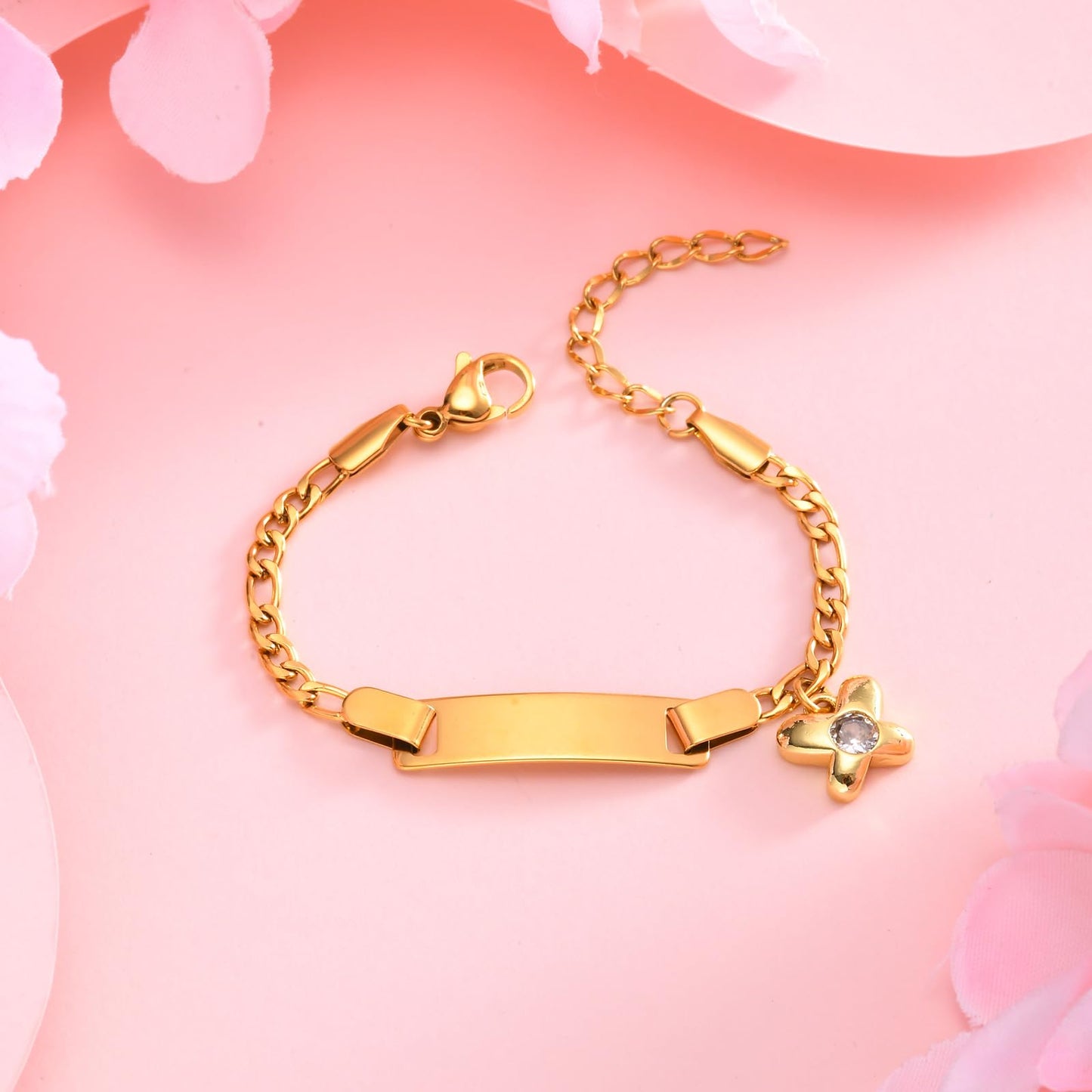 Personalized Baby Name Bar Bracelet: 18K Gold-Plated Custom Engraved ID Kids Charm Bracelets Jewelry Infant Girls Boys Toddler, Birthday Back to School Gifts Preppy Stuff for Daugther Son