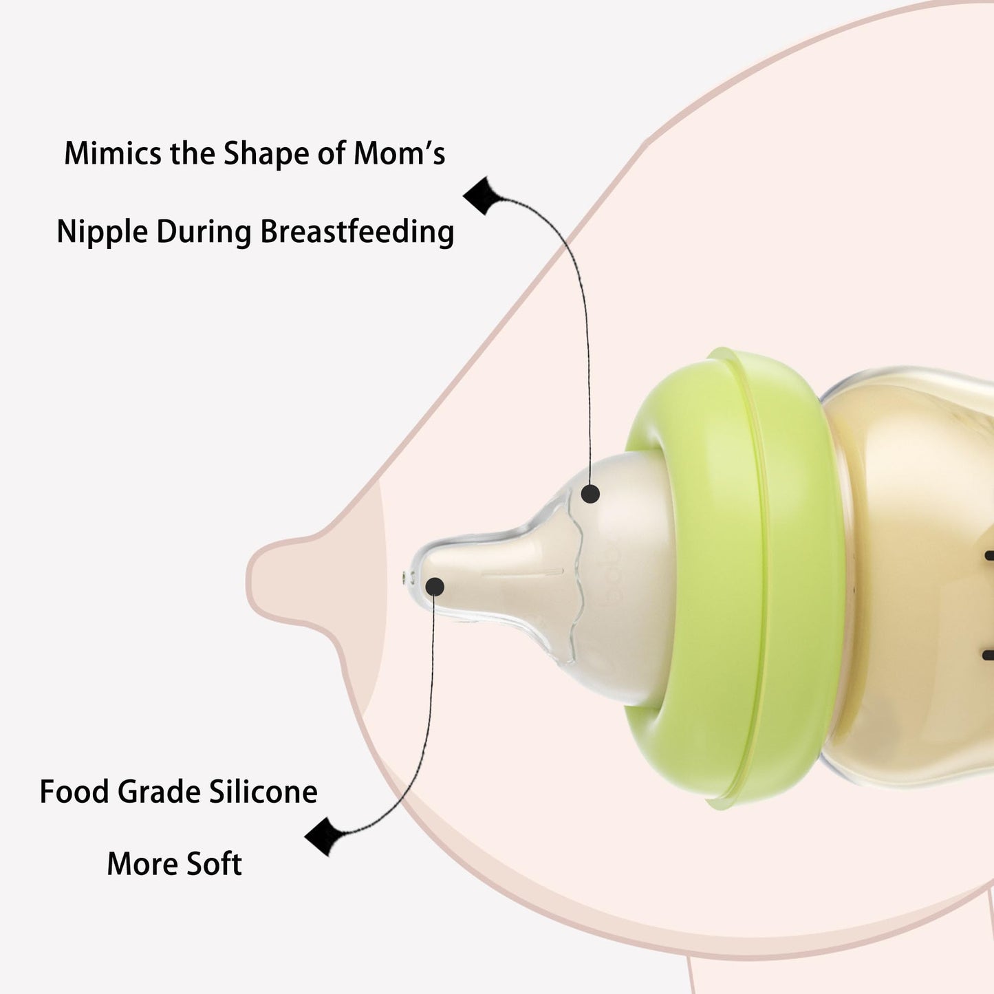 YOHKOH PPSU Baby Bottle Wide Neck, Newborn Anti-Colic Baby Bottle with Natural Response Nipple, Streamlined Body, Easy to Clean (8.8oz (Pack of 2), Yellow)