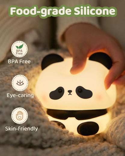 Panda Night Light, Cute Squishy Dimmable Lamp for Kids, Toddler and Baby Room, Bedroom Light