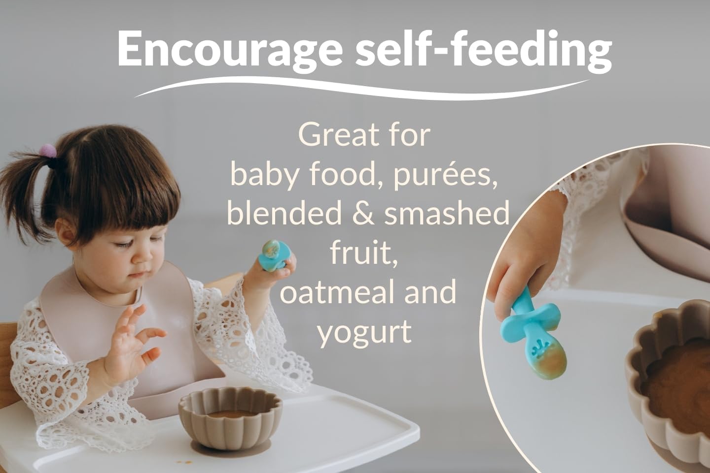 Growing Love Baby Spoons Set, Self Feeding 6 months, Pre-Spoon, Baby utensils, training spoon, cuchara bebe, blw, 100% silicone, Anti choke shield
