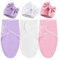 DRESHOW BQUBO 3 Pack Baby Swaddle Sleep Sacks Baby Swaddling Blanket Wrap Newborn Swaddle Sack with Big Bow Hat for Boys Girls 6-12 Lbs Newborns & 0-3 Months Girls Boys