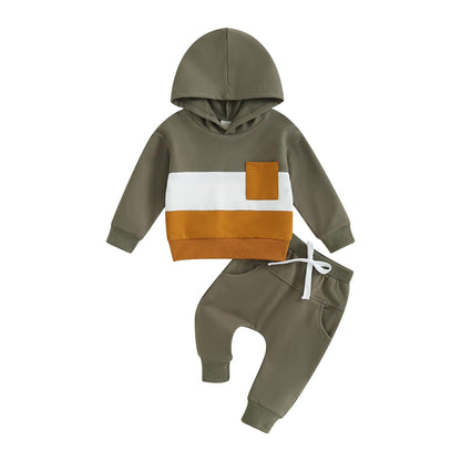 Infant Baby Boy Fall Winter Clothes Outfits Hooded Long Sweatshirt Pants Set Toddler Clothes 6 12 18 24 Months 2T