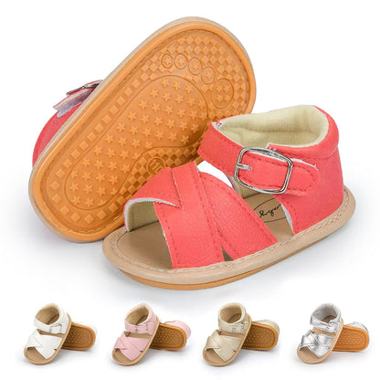 Babelvit Infant Baby Girl Boy Sandals Comfort Premium Summer Outdoor Casual Beach Shoes with Flower Bowknot Anti Slip Rubber Sole Newborn Toddler Prewalker First Walking Shoes