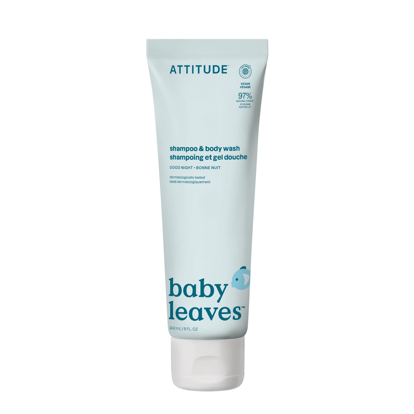 ATTITUDE 2-in-1 Shampoo and Body Wash for Baby, Fragrance-Free EWG Hypoallergenic Plant- and Mineral-Based Ingredients, Vegan and Cruelty-Free, Unscented, 16 Fl Oz