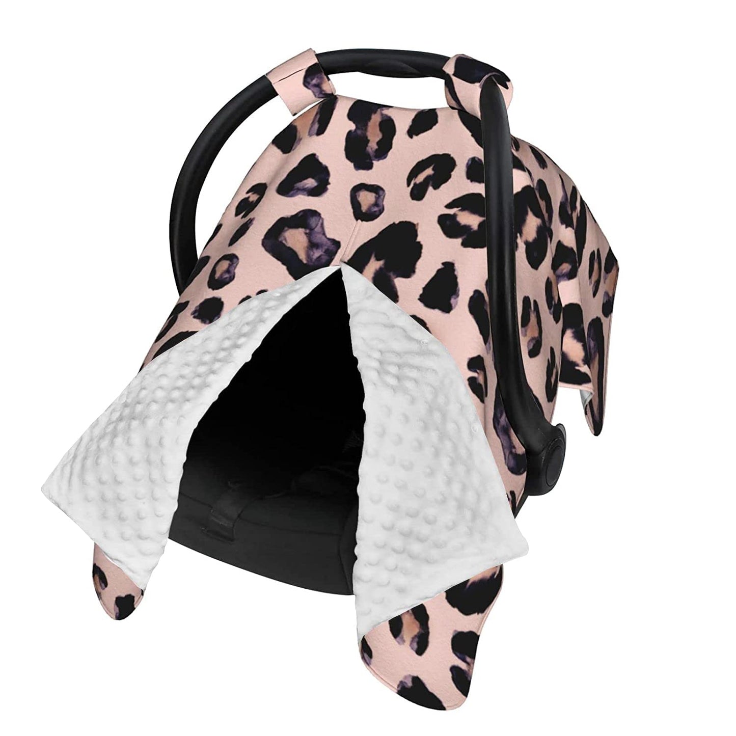 9CH Car Seat Covers for Babies, Peekaboo Opening Minky Car Seat Cover for Baby Mom Nursing Breastfeeding Covers, Winter Minky Baby Carrier Cover for Girls Boys (Black Star)