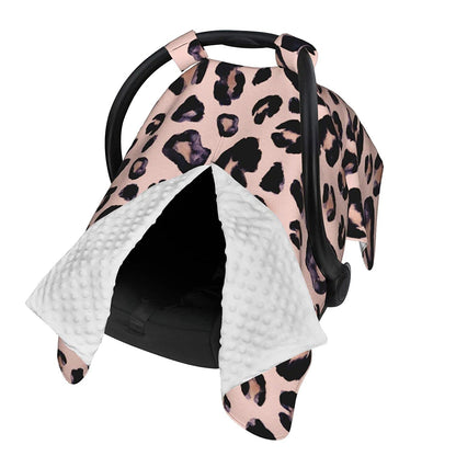 9CH Car Seat Covers for Babies, Peekaboo Opening Minky Car Seat Cover for Baby Mom Nursing Breastfeeding Covers, Winter Minky Baby Carrier Cover for Girls Boys (Black Star)