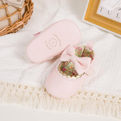Meckior Newborn Baby Girls Dress Shoes Infant Bowknot Soft Sole Mary Jane Moccasins Baptism Christening Crib Shoes Wedding Princess Flats