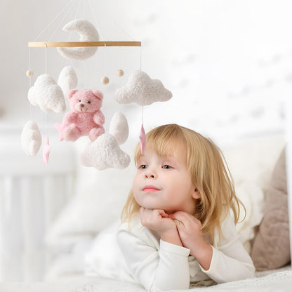 EERKEOD Baby Crib Mobile Bear Nursery Mobile for Boys Girls Teddy Velvet Mobile Nursery Decor for Infant Bedroom Hanging Baby Mobile for Bassinet Newborn Baby Gift（Brown Bear）