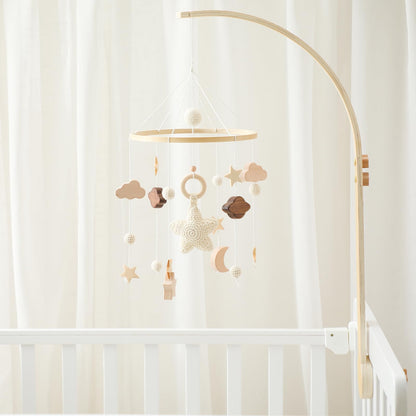 Baby Crib Mobile for Boys Girls| Boho Nursery Mobile| Gender Neutral Hand-Crocheted Mobile| Ceiling Mobile - Stars, Clouds, Moon
