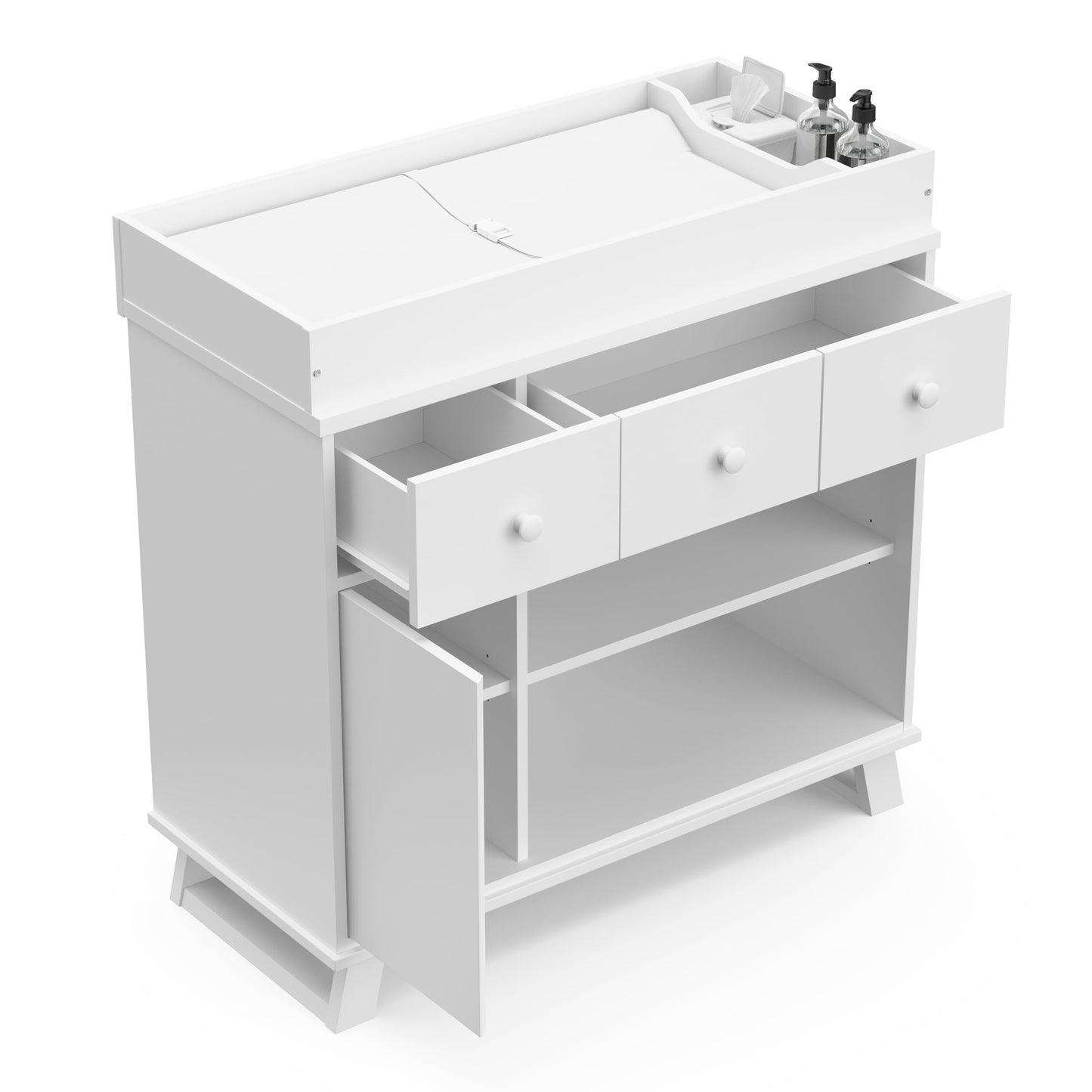 Storkcraft Modern Nursery Changing Table Dresser (White with White) – GREENGUARD Gold Certified, Dresser for Nursery, Changing Table With Drawers