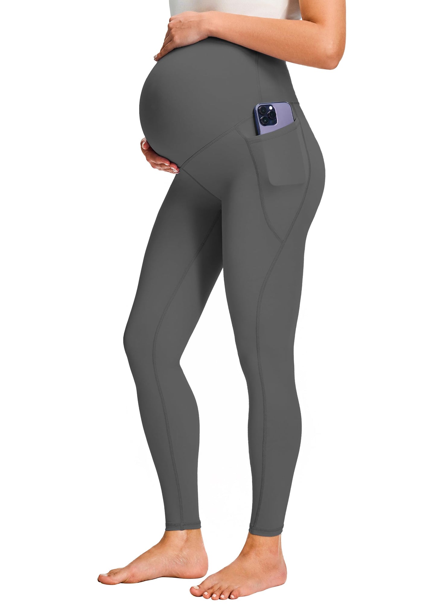 JOYSPELS Smooth Feeling Maternity Leggings Over The Belly with Pockets Workout Pregnancy Leggings