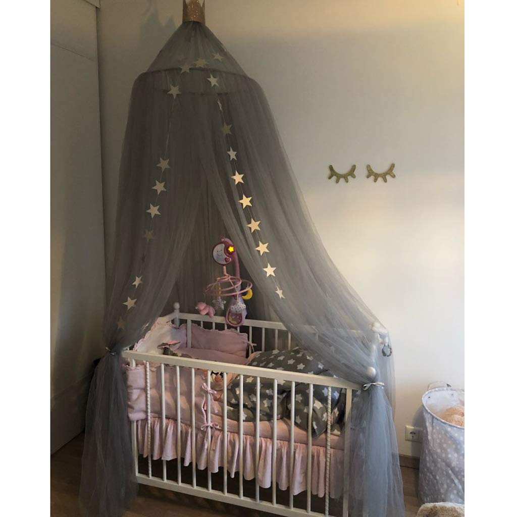 Bed Canopy for Girls - Princess Bed Canopy Mosquito Net Nursery Play Room Decor Dome Premium Yarn Netting Curtains Baby Game Dream Castle, Pink