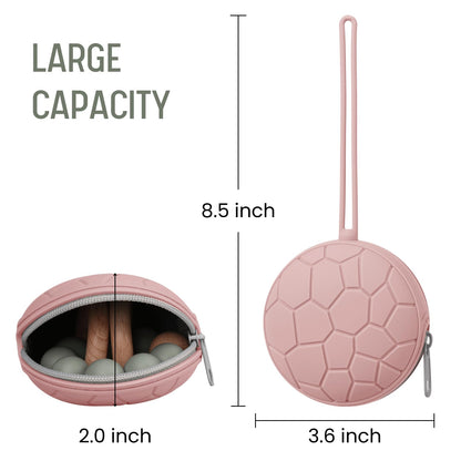Silicone Pacifier Holder Case, BPA-Free Newborn Baby Silicone Pacifier Holder for Boys & Girls, Portable Silicone Pacifier Container Case (Soft Lilac/Blush)