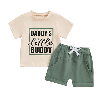 NZNDSHD Baby Boy Summer Clothes Daddys/Mamas Boy Matching Outfit Short Sleeve Embroidery T-shirt Plaid Toddler Shorts Set