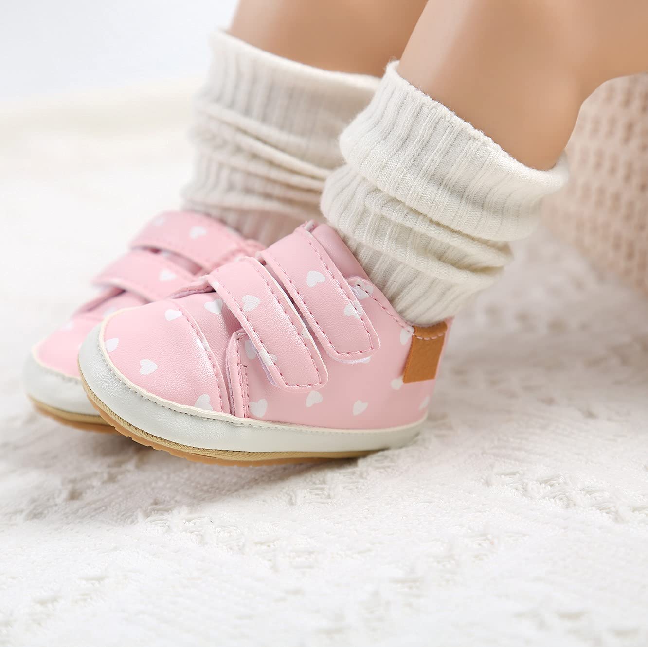 Baby Boys Girls Shoes Non-Slip Rubber Sole High-Top PU Leather Sneakers Infant First Walking Shoes Toddler Crib Shoes Newborn Loafers Flats.