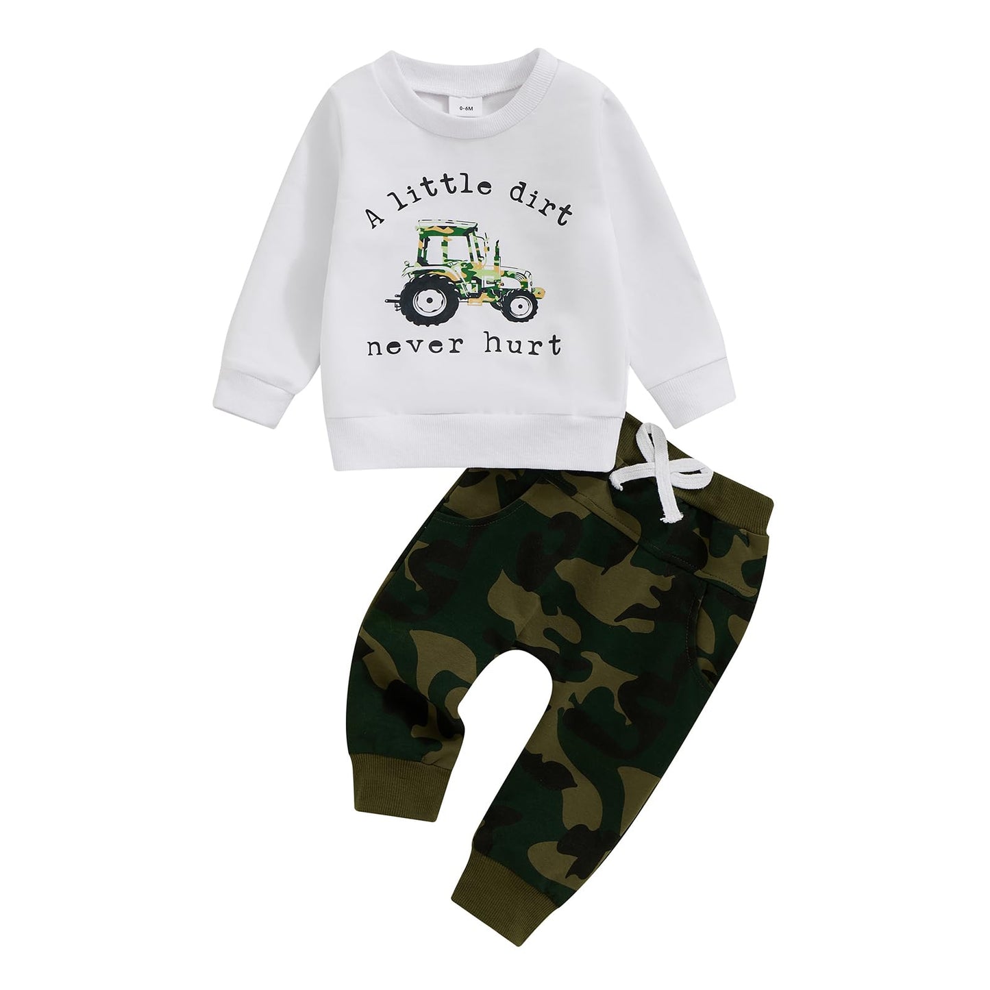 Toddler Baby Boy Fall Winter Outfits Tractor Print Long Sleeve Sweatshirt Pants Set Kids Sweatsuit Clothes