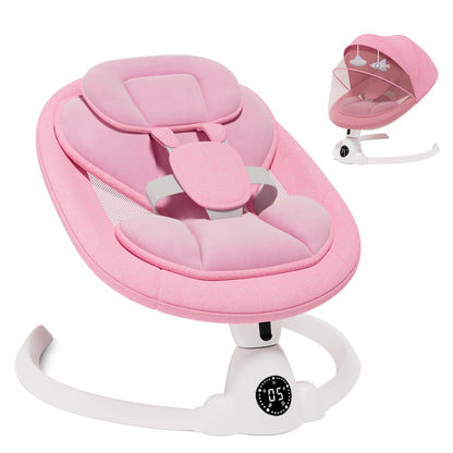 Electric Baby Swings for Infants to Toddler Baby Swing with Remote Control & Bluetooth Music 10-Preset Melodies (Pink)
