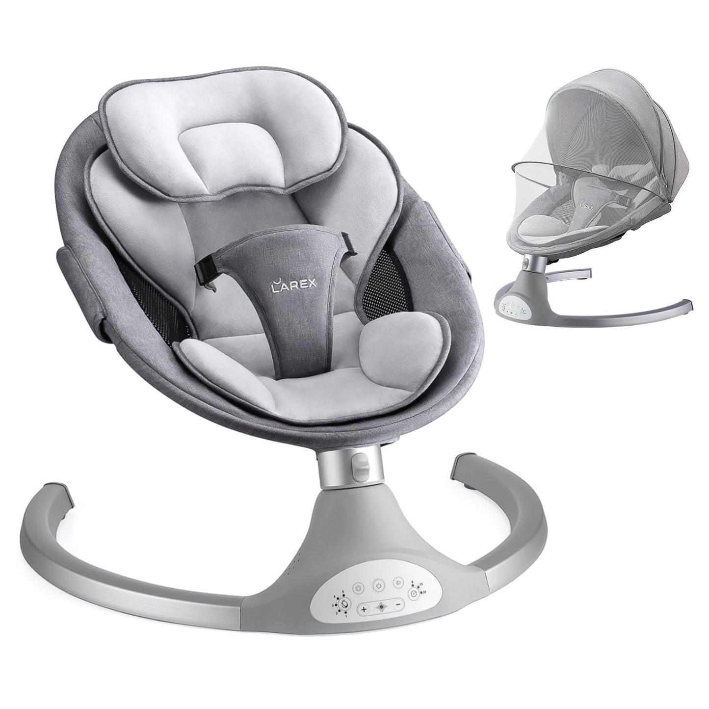 LAREX Baby Swing Infant Swing Electric Toddler Baby Rocker Portable for Newborn Boy Girl, 5 Sway Speeds with Remote Control, 10 Preset Melodies and Bluetooth, 0-6 Months Max 20 Lbs (Pink)