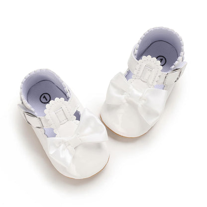 Baby Girl Mary Jane Flats Dress Shoes - Infant Newborn Shoes Anti-Slip Soft PU Leather Party School Wedding Princess Baby Girl Shoes 0-18M