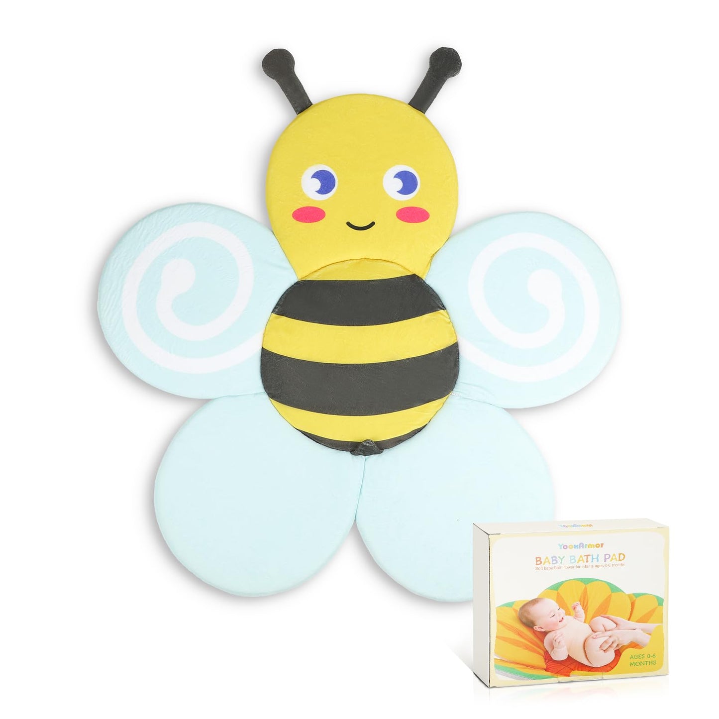 Baby Bath Flower for Sink, Non-Slip Flower Bathtub for Infants 0-6 Months, Soft Baby Sink Bath Cushion for Babies Bath Time, Newborns Bath Essentials Must Haves-Butterfly