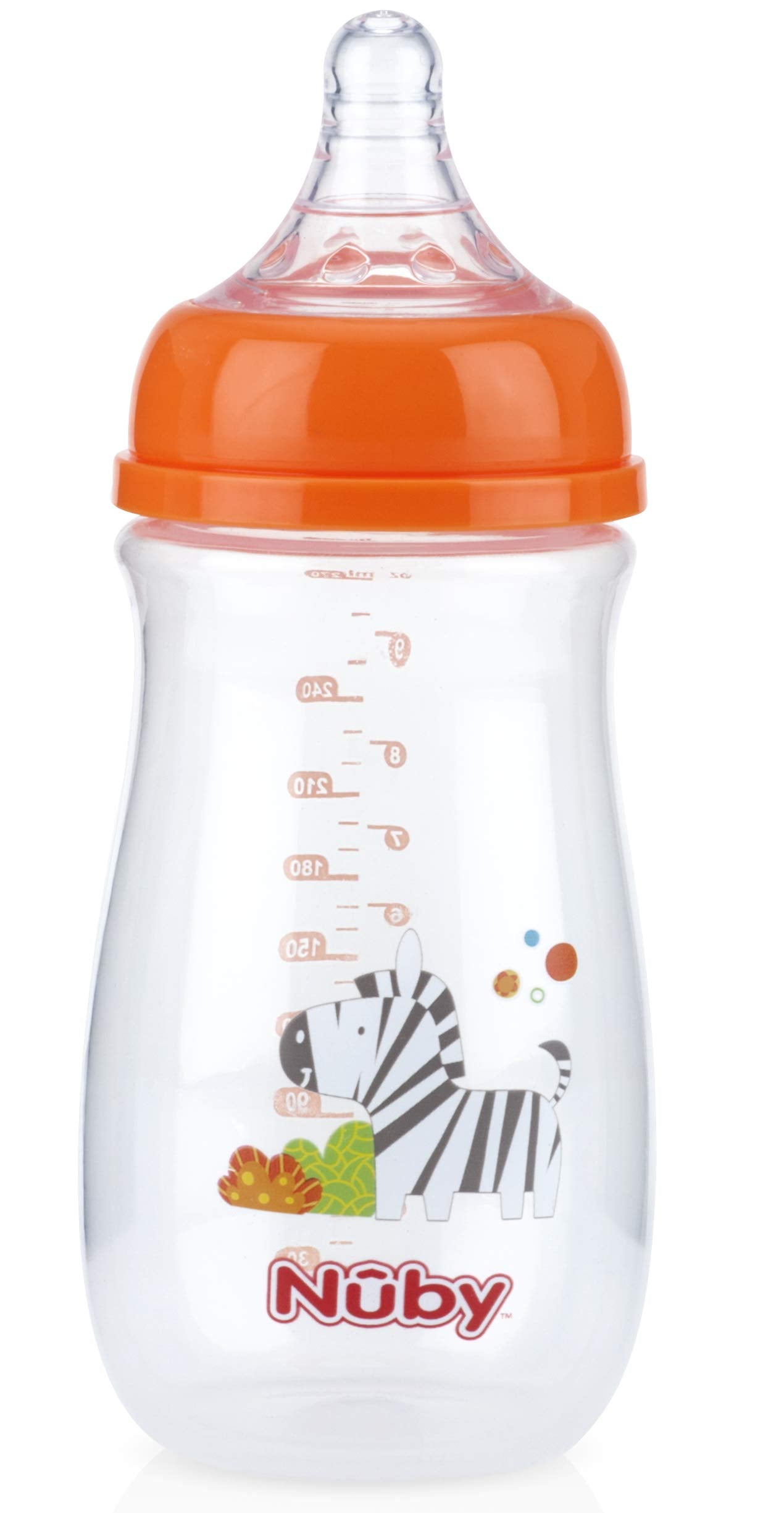 Nuby Wide Neck Bottle with Anti-Colic Air System, Colors/Prints May Vary, 1 Pack of 1 Bottle