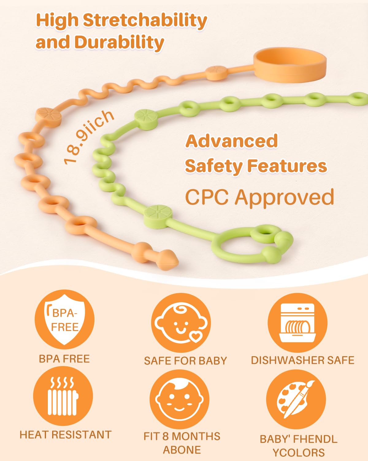 Toy Straps for Baby, 5pcs Adjustable Toy Holder for Stroller Accessories, Silicone Baby Tether Pacifier Clip, No Throw Baby Travel Essential Leash for High Chair, Car Seat (Gril-5 Pack)