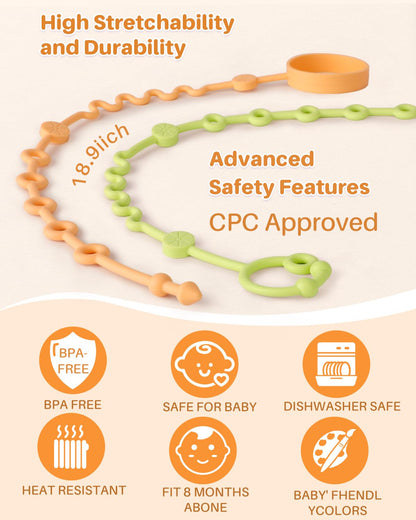 Toy Straps for Baby, 5pcs Adjustable Toy Holder for Stroller Accessories, Silicone Baby Tether Pacifier Clip, No Throw Baby Travel Essential Leash for High Chair, Car Seat (Gril-5 Pack)