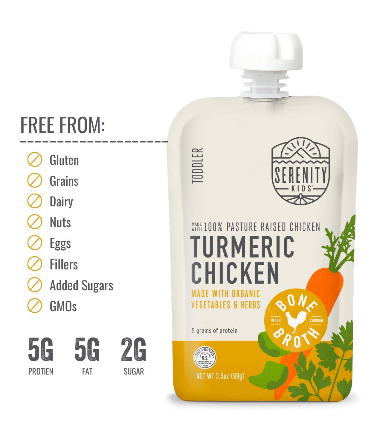 Serenity Kids 7+ Months Bone Broth Puree Made With Organic Veggies - Clean Label Project Purity Award Certified - 3.5 Ounce BPA-Free Pouch - Grass Fed Beef Pot Roast - 12 Count - Baby Food Pouch