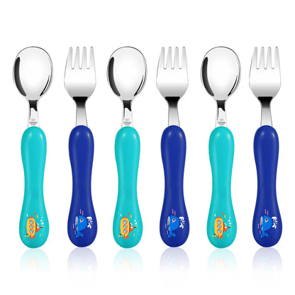 Lehoo Castle Kids Utensils, 6pcs Silverware Set, Safe Stainless Steel Toddler Fork and Spoon, Includes 3 Spoons and 3 Forks (Pink)