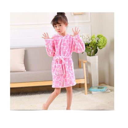 Unisex Baby Hooded Bathrobe Kids Flannel Pajamas Dressing Gown for Boys Girls