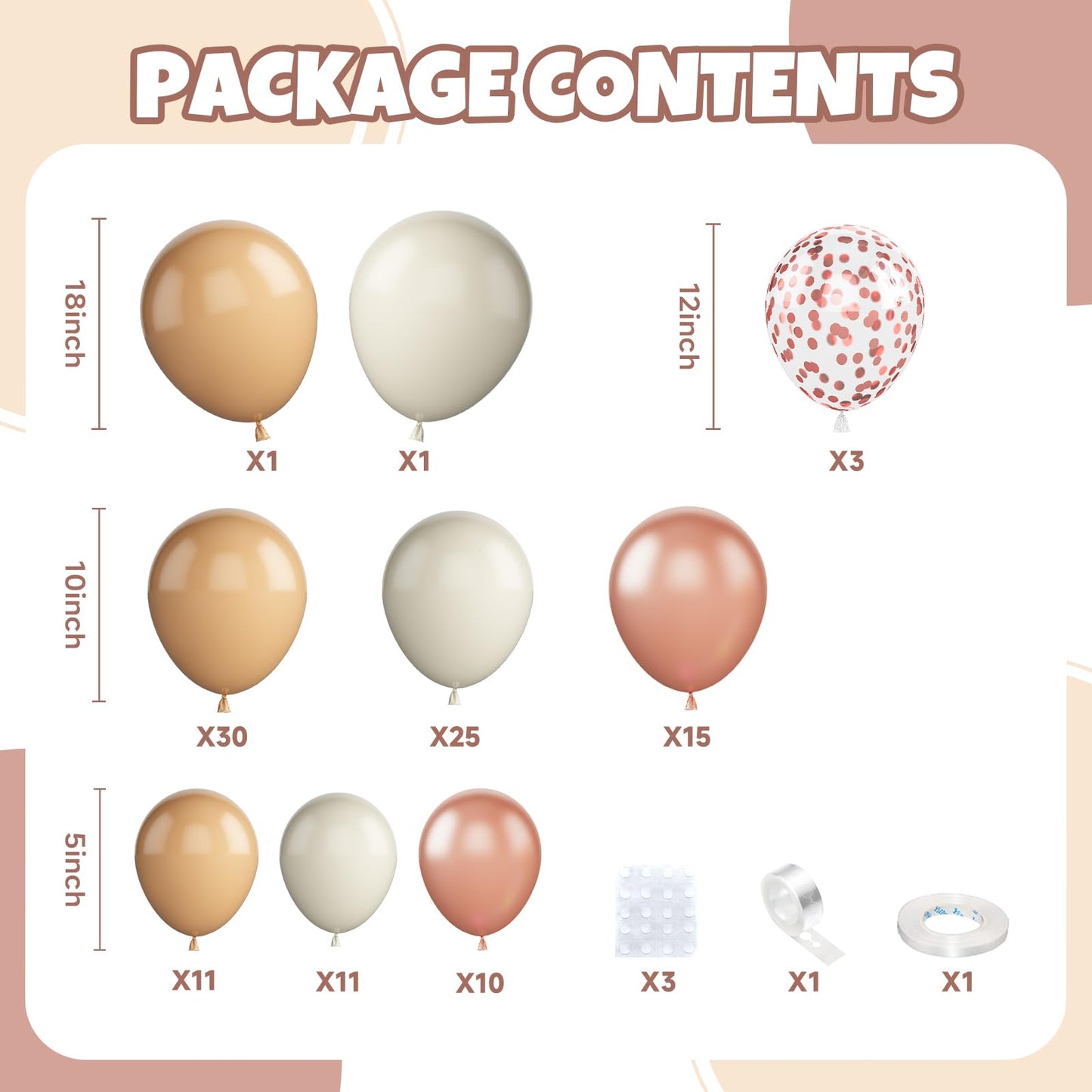 Ivory White Balloon Arch Kit,Boho Balloon Garland with Pastel Orange Cream Beige Champagne Gold White Sand Balloons for Neutral Baby Shower Wedding Boho Bridal Party Decorations