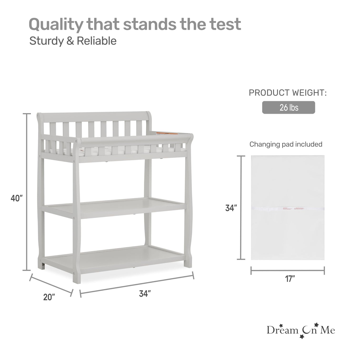 Dream On Me Ashton Changing Table, Natural, 34x20x40 Inch (Pack of 1)