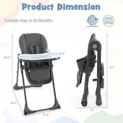 BABY JOY Convertible High Chair for Babies & Toddlers, Height Adjustable, Grow & Go High Chair w/Recline & Footrest, Removable Double Tray, Portable Baby Dinning Chair with Wheels (Beige)
