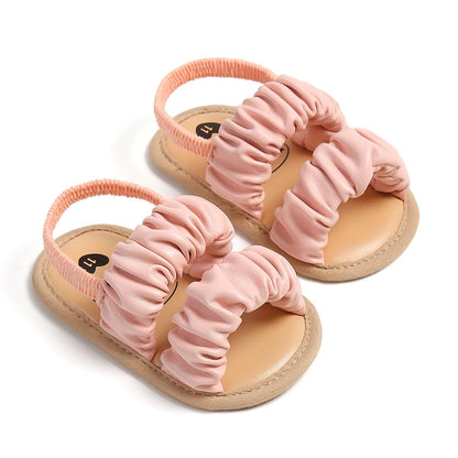 GDSDYM Infant Baby Girls Summer Sandals with Flower Bowknot Soft Sole Wedding Dress Flats Newborn First Walkers Crib Dress Shoes
