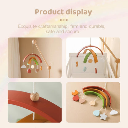 Wooden Crib Mobile Arm | Baby Crib Mobile Arm Wooden Holder | Rotatable Adjustable Anti Slip Attachment Clamp for Sturdy Mobile Hanger (Curved Arm)