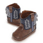 Kuner Baby Cowboy Boots Western Boots Toddler Cowboy Bootie Soft Sole Non-Slip Crib Shoes for Infant Boys Girls0-18 Months
