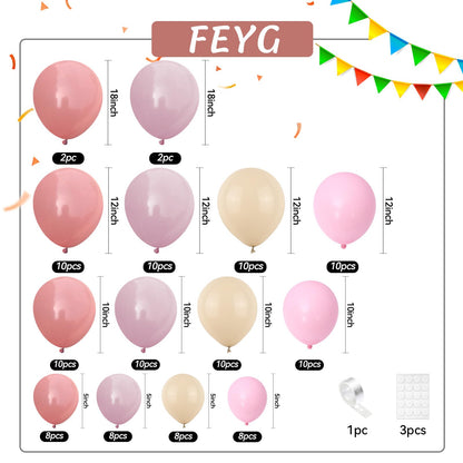 Dusty Pink Brown Balloon Arch Kit, Double Stuffed Blush Brown Cream Beige Nude Tan Pink Balloons Boho Balloon Garland Kit for Birthday Baby Shower Wedding Bridal Shower Gender Reveal Party Decoration