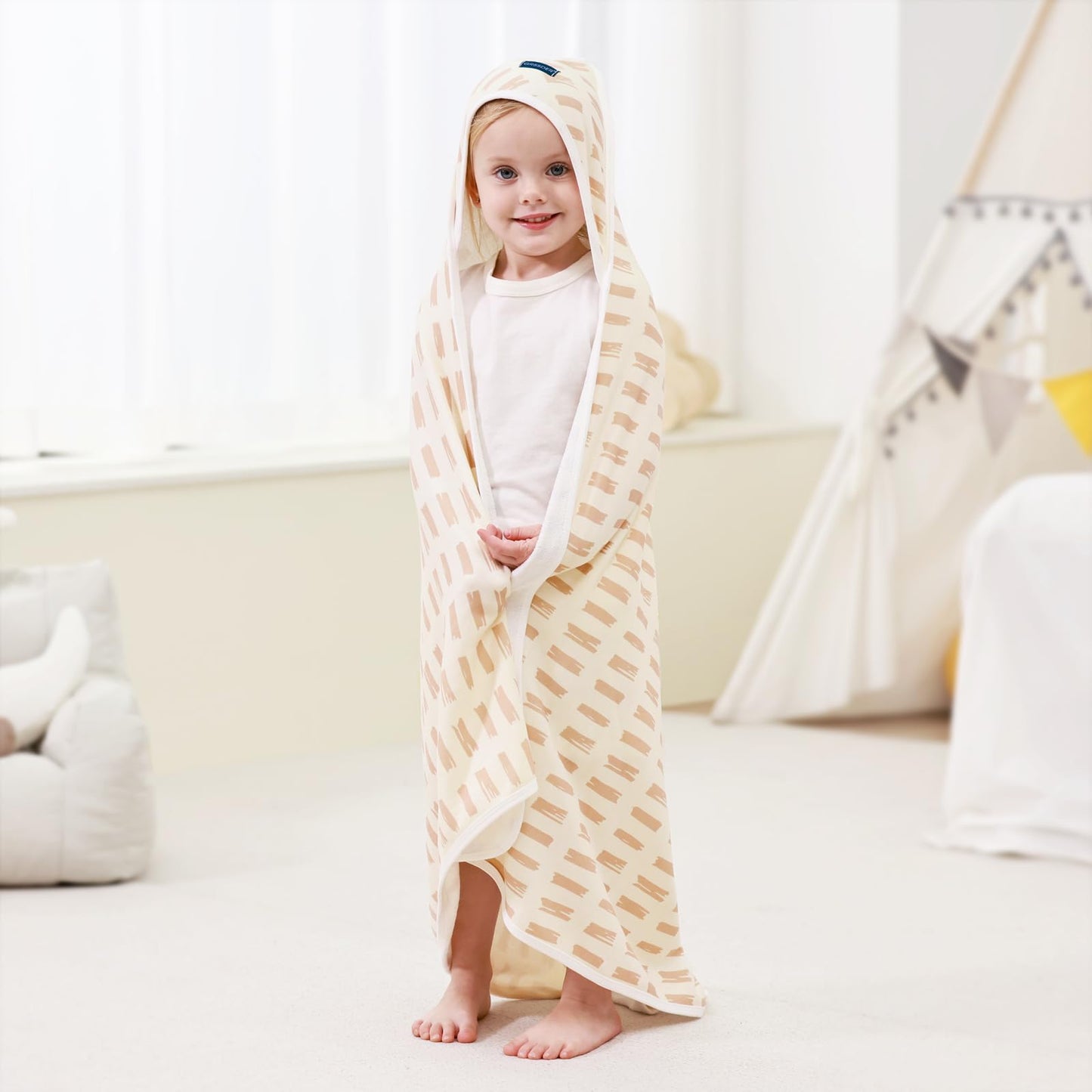 GRSSDER Baby Hooded Towel 2 Pack for Newborn, Super Soft Bath Towels with Original Design, Ultra Absorbent Knit Terry, Large Toddler Towels with Hood for Girls, Shower Gifts for Infant, 34"x 34"
