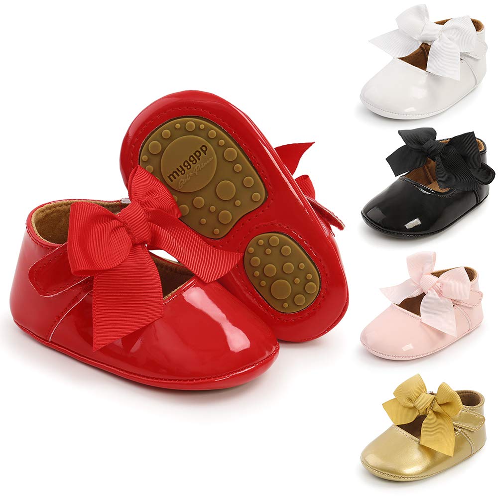 Meckior Infant Baby Girls Soft Sole Bowknot Princess Wedding Dress Mary Jane Flats Prewalker Newborn Light Baby Sneaker Shoes